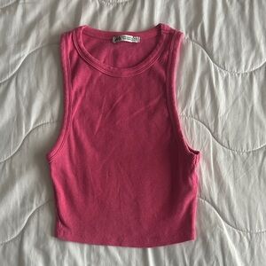 Zara Fuchsia Ribbed Crop Top